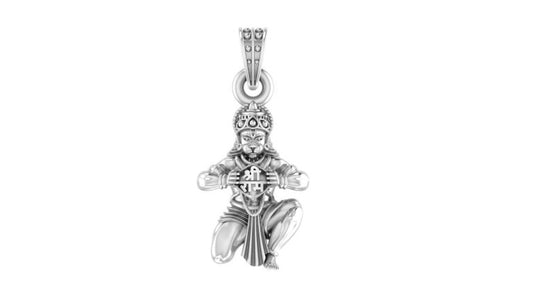 Pure Silver Lord Bajrang Bali Locket for Good Health & Wealth