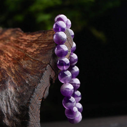 Natural Amethyst crystal Stone Reiki (8 mm) Handmade Stretchable Healing Yoga Bracelet Chakra Balancing for Men and Women