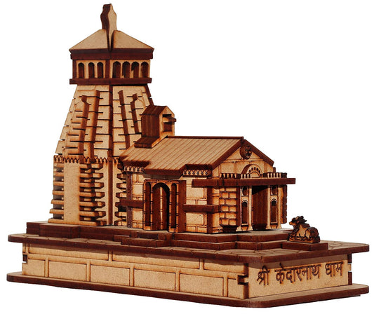 Mahadev Kedarnath Temple The Place of Light in Wood Miniature | Hand Crafted Wooden Temple for Gifting, Show-Piece, Temple