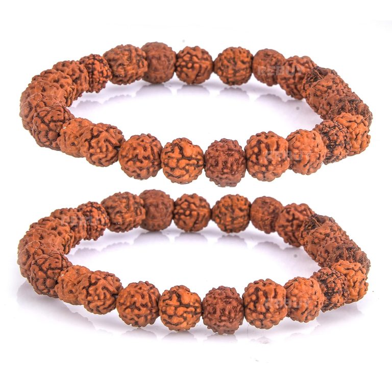 5 Mukhi Rudraksha Bracelet Combo For Men and Women, Colour Brown, Bead Size 8MM