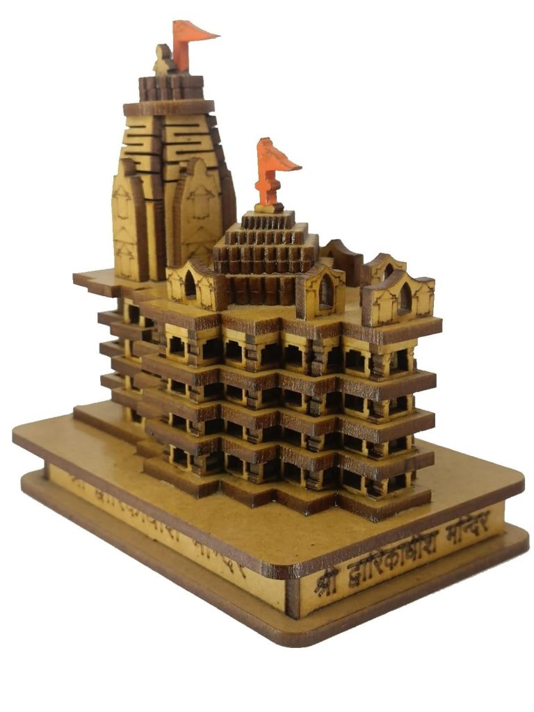 Wooden Dwarkadheesh Temple, Size (10 * 6.5 * 10.5) Cm Decorative Showpiece Shree Dwarikadheesh Temple
